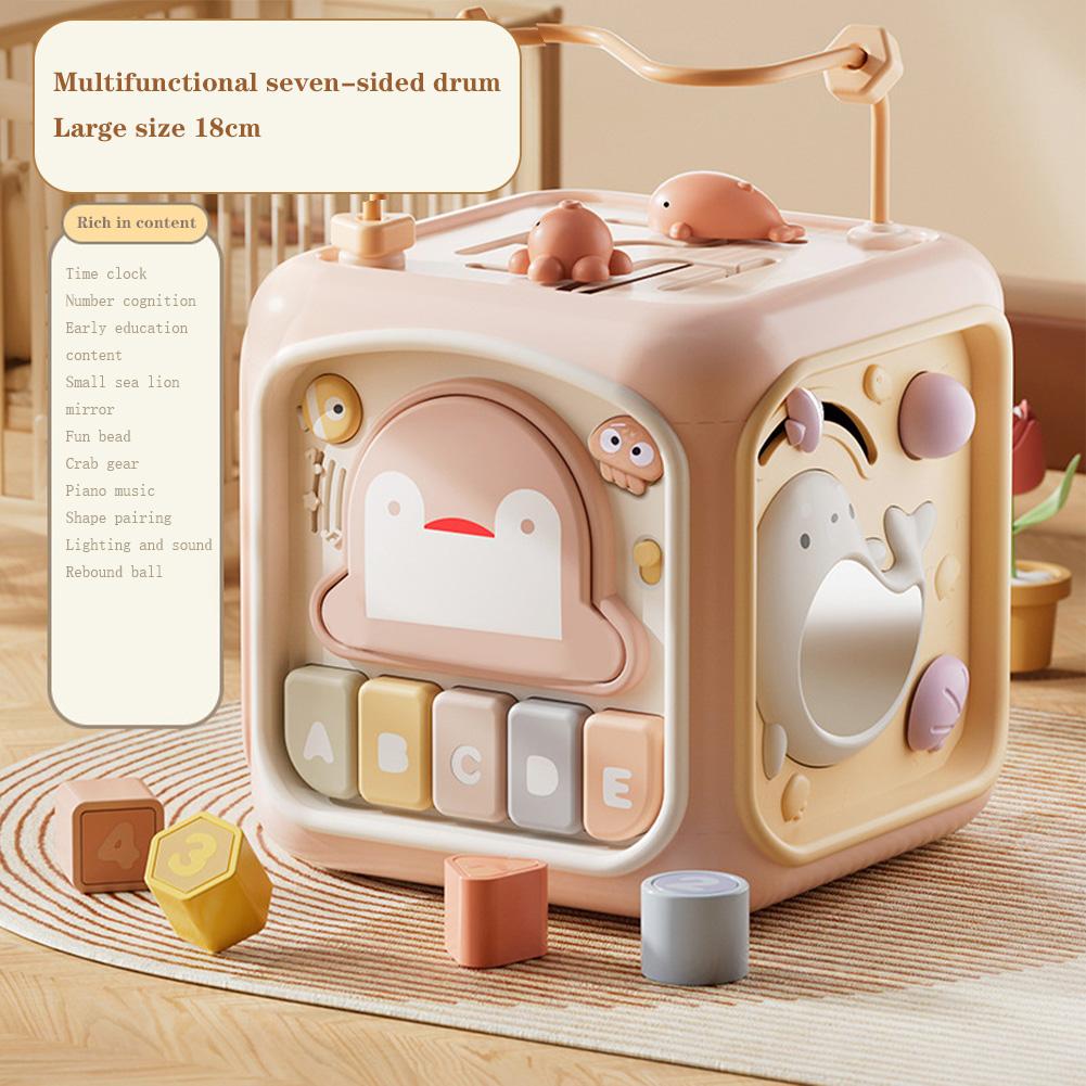Baby Activity Cube Cute Cartoon Animal Activity Play Cube With Music Sensory Toys Gifts For Toddlers Ages 0-3