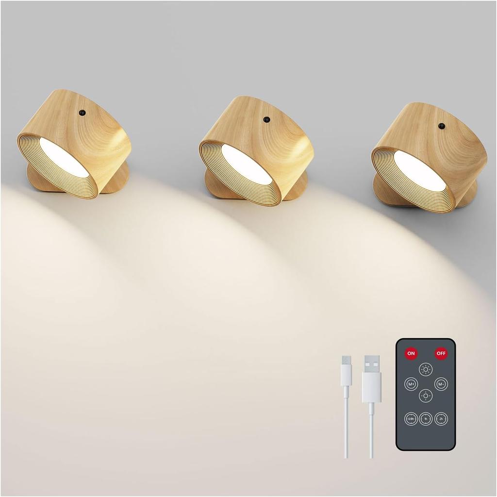 Koopala LED Sconces, Wall Mounted Lamps with Rechargeable Battery Operated USB Port 3 Color Temperatures & 3 Brightness Levels 360°Rotate Magnetic