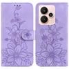 For Realme 15 Pro 5G/15 5G Stand Case Lily Flower Imprint Leather Phone Cover with Wrist Strap