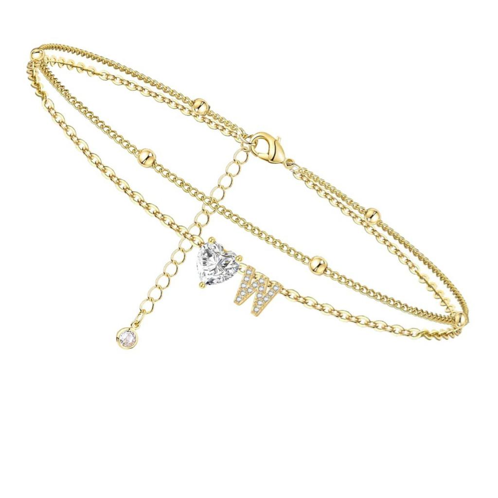 Инициал Сердце Ножной браслет Сердце Буква Ножной браслет Персонализированная монограмма Ножной браслет1 шт