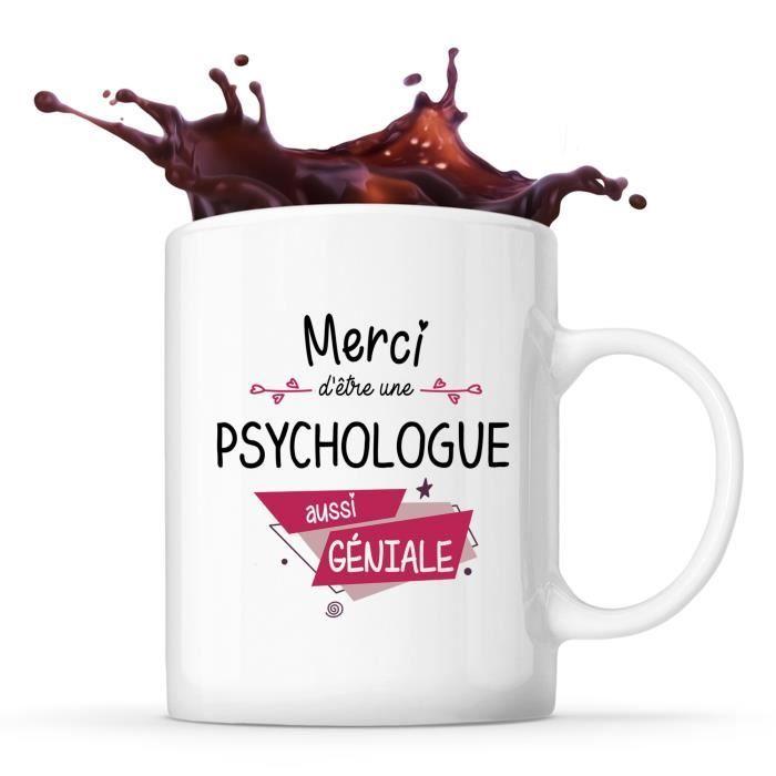 Mug - Merci - Psychologue Géniale - Céramique - 325 ml - Lave-vaisselle et Micro-onde