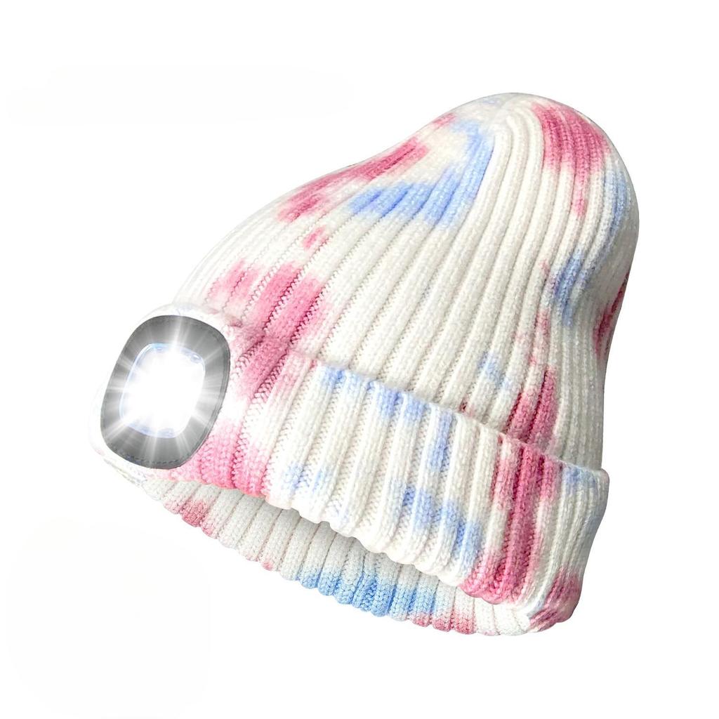LED Beanie Hat with Light Unisex Warm Winter Hat USB Rechargeable Headlamp Cap Winter Knitted Night Lighted Hat Flashlight