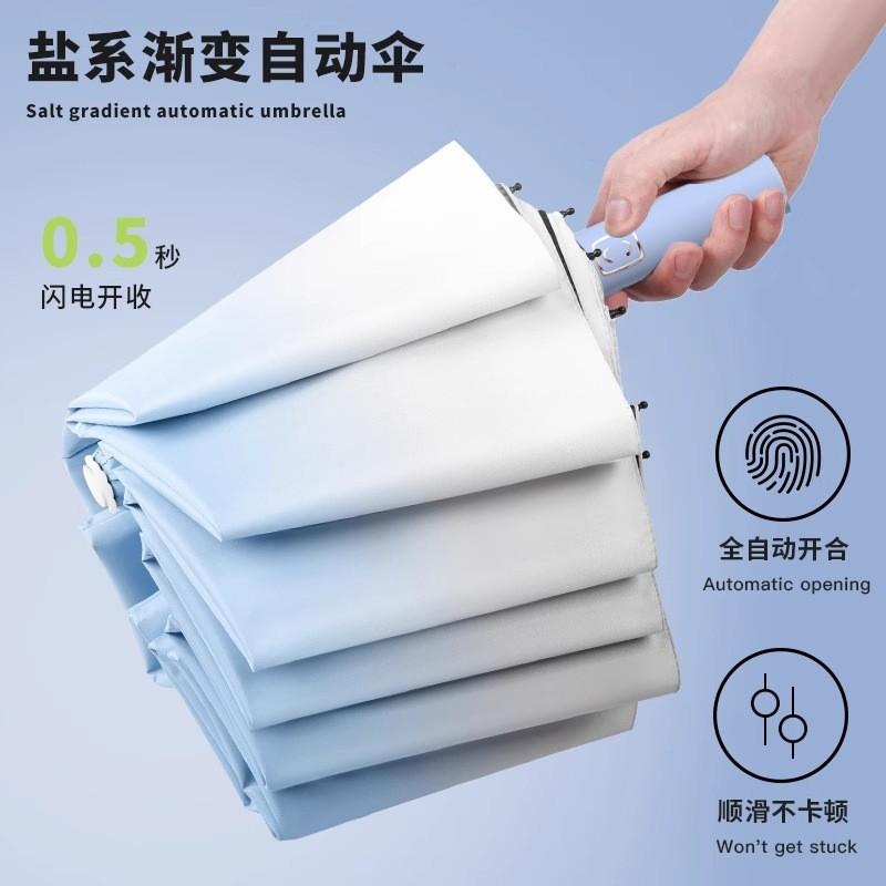 Gradual Change, Automatic Umbrella, Weather and Rain Parasol, Enlarged, Thickened, Reinforced, Folded, Wind-resistant, Special for Students