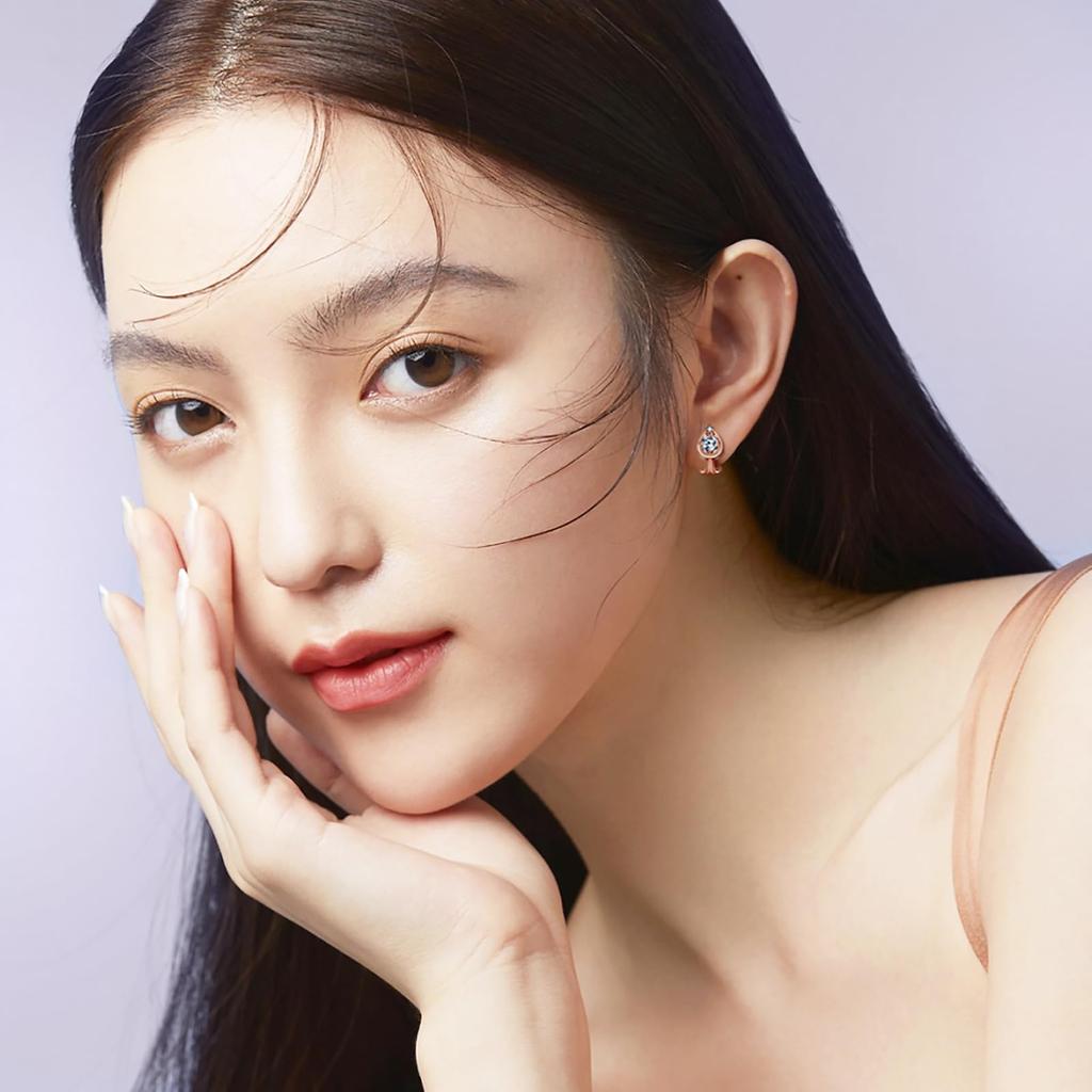 Аллергия на металл 925 18-каратное розовое золото для повседневного использования SK.Whiee женские серьги, популярные, дружелюбные, "Счастье приходит", серебряные, безболезненные, не прокалываются