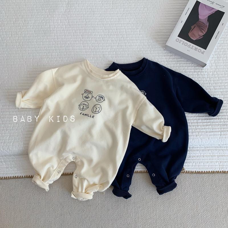 Весенний корейский стиль унисекс детский ромпер: Модный хлопковый пуловер свободного кроя для игр на открытом воздухе