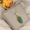 Luxurious Gold Branch Jade Leaf Necklace - Non-Fading, High-End Imitation Chalcedony