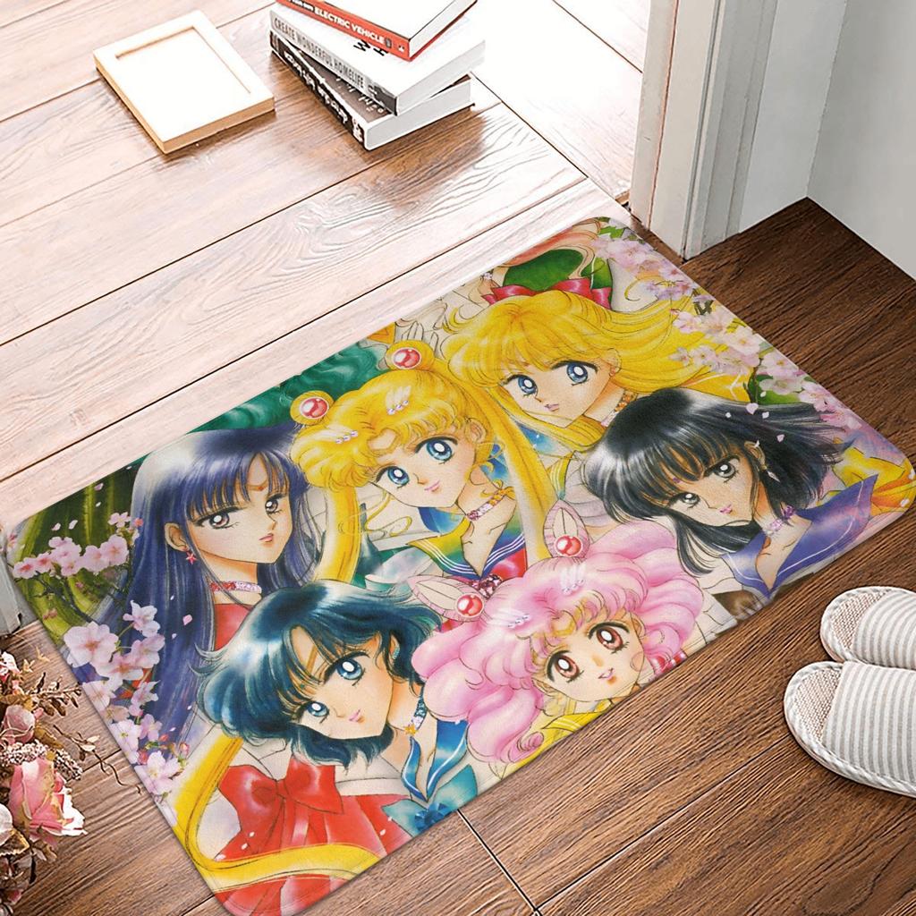 Anime Sailors Moons Luna Cat Doormat Non-Slip Entrance Bath Kitchen Floor Door Mat Bedroom Balcony Carpet Rug