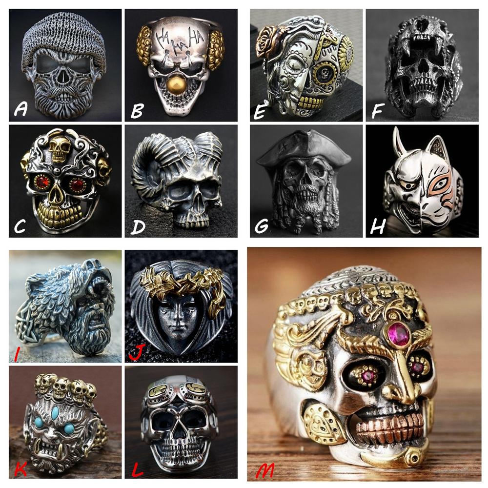 Прохладные украшения на палец Индийский рок Байкер Хип-хоп Готические винтажные кольца Череп Панк