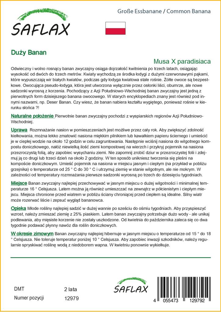 SAFLAX Банан обыкновенный - 10 семян - Musa X paradisiaca