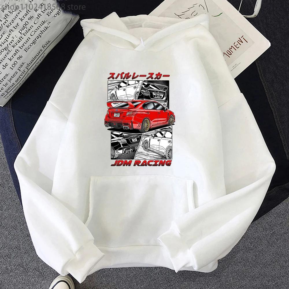 Initial D JDM Red Subie Hoodie Males Winter Clothes Anime Japan Style Impreza WRX STi Printed Sweatshirt Harajuku Graphic Tops