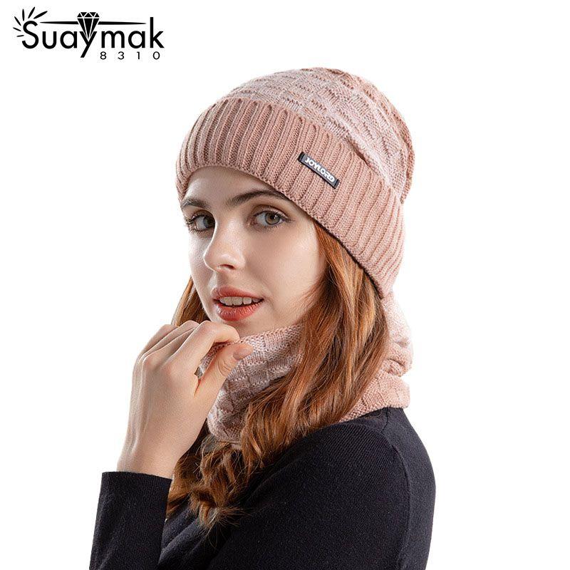 Winter New Fleece Knitted Wool Cap Unisex Hat Scarf Set Ear Protector Head Cap