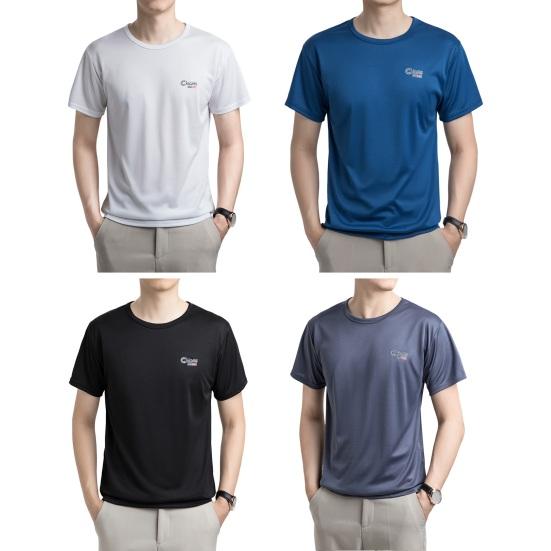 Summer Men T-shirt Mesh Thin Quick-drying Round Neck Short Sleeves O Neck Pure Color Stretchy Sport Daily Wear Top