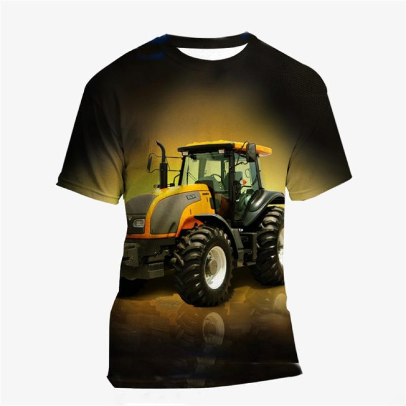 Верхняя одежда для детей 2024 года, новые летние повседневные детские футболки, футболка для мальчиков, 23 цвета, футболки с изображением машин, тракторов, для девочек