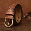 New Retro Washed Extra Thick Leather Belt Men's Copper Buckle Casual Belt Men's