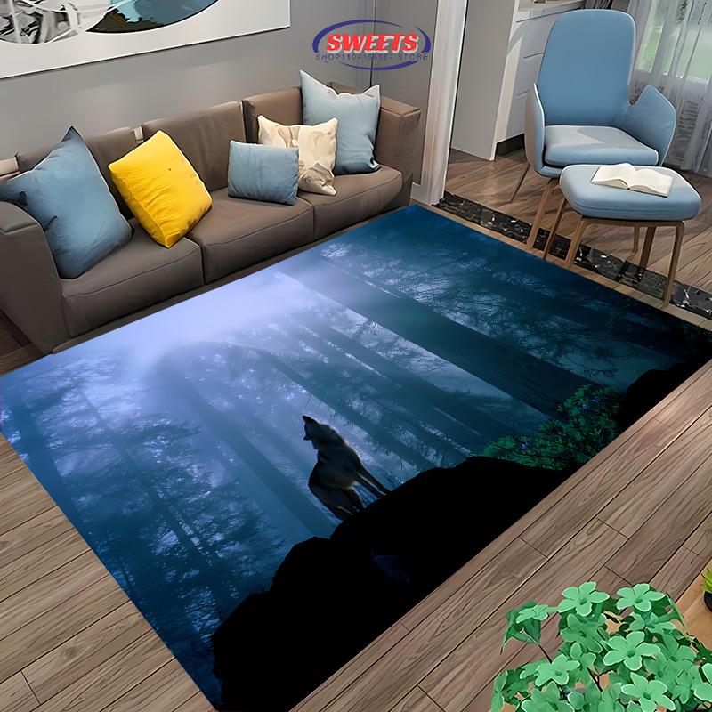 3D HD Ковер с изображением волка для гостиной, спальни, прихожей, длинная полоса, мягкий коврик, диванный коврик, домашний декор, нескользящий, прочный коврик, подарок
