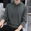 Мужской свитер с капюшоном, свободный однотонный свитер с длинными рукавами, модная красивая повседневная одежда