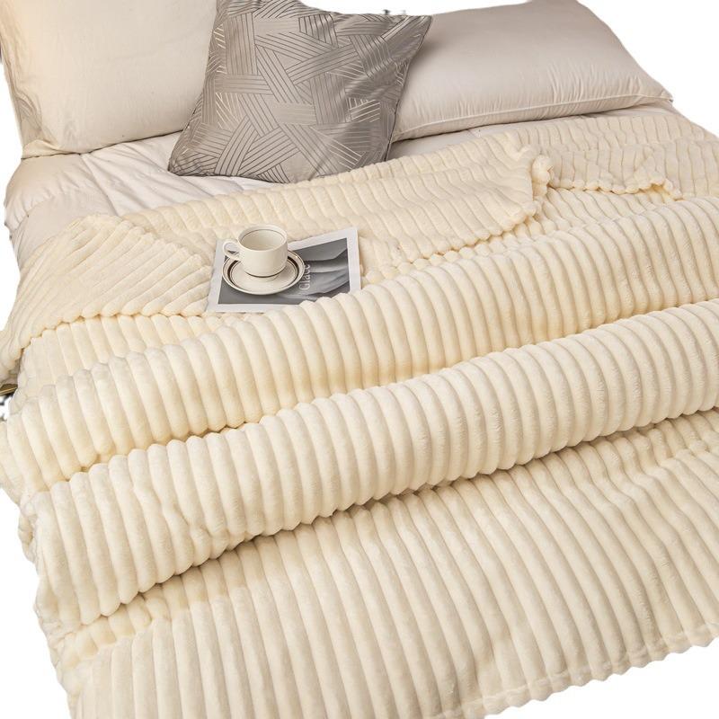 Плюшевое одеяло из толстого искусственного кроличьего меха с широким рубчатым сетчатым узором для перерыва на обед или использования под кондиционером