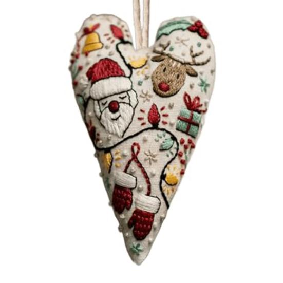 Набор для вышивания рождественского украшения, подвеска ручной работы в форме сердца, DIY украшение для подвешивания на елку, праздничная атмосфера вечеринки