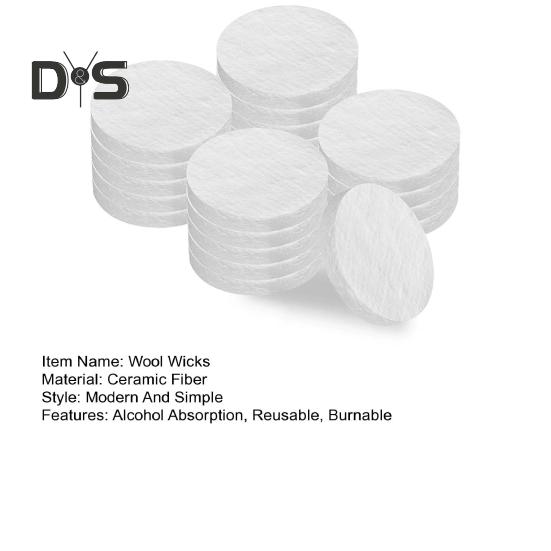 20 шт. Маленький керамический фитиль из ваты для замены на настольной горелке, спирт и биоэтанол, многоразовый углеродный войлочный фитиль, подходящий для
