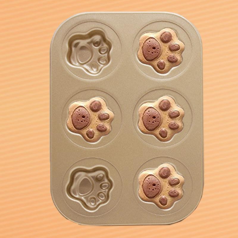 Милая форма для кексов в виде кошачьей лапки, креативная, 6 ячеек, противень для выпечки, для домашней вечеринки, для кухни, десертница для рабочего стола
