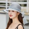 Летняя Элегантная Рыбацкая Шляпа из Органзы для Женщин Широкие Поля Жемчужный Бант Шляпа от Солнца Защита от УФ для Мамы Пляжная Шляпа 2026 Новый