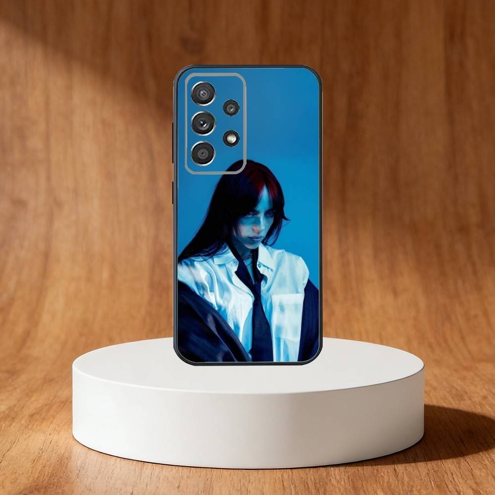 Billie B-BLUE Eilish singer Phone Case For Samsung S25,S24,S21,S22,S23,S30,Ultra,S20,Plus,Fe,Note,10,9,5G Black Cover