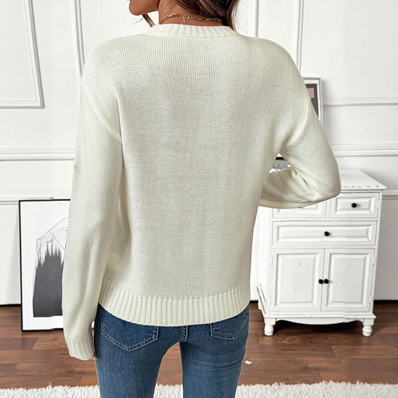 Women's Crew Neck Sweater for Fall and Winter