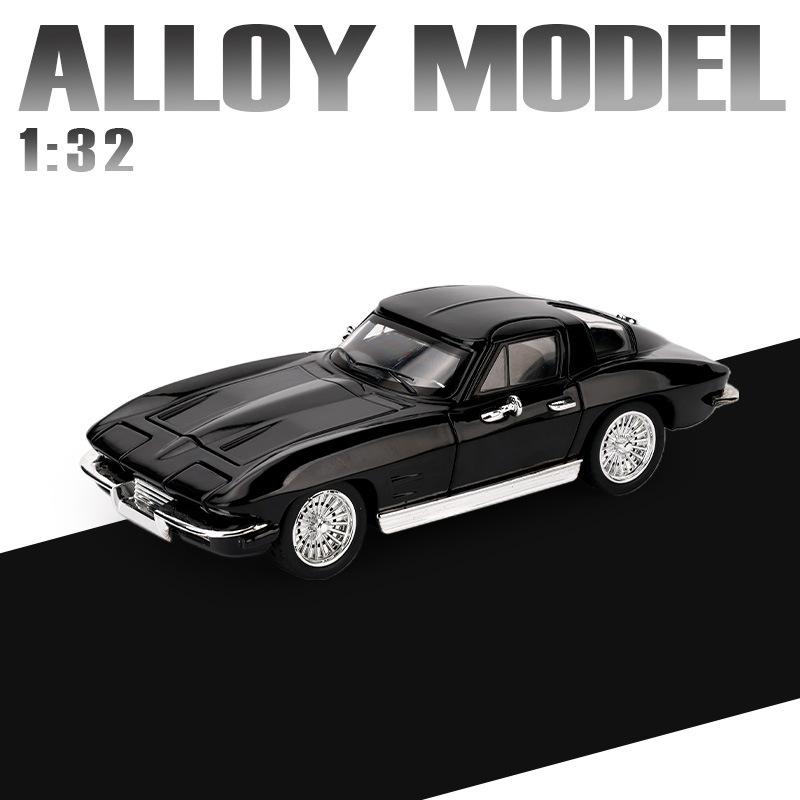 1:32 Corvette C2 Sting Ray Alloy Sports Car Model Diecasts Metal Classic Racing Car Vehicles Model Sound and Light Kids Toy Gift