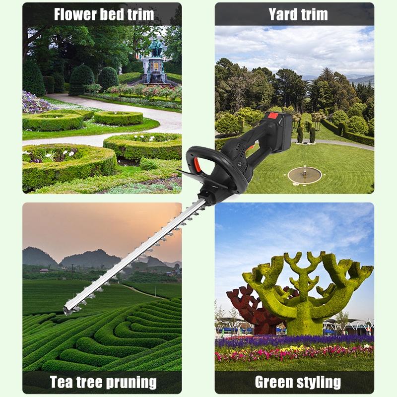 Brushless Cordless Electric Hedge Trimmer 1200w Dual Action Grass Trimmer Pruning Saw Garden Tools with 2PC 22900mah Battery