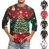 Men's Christmas Print Round Neck Three Quarter Sleeve Top T-shirt