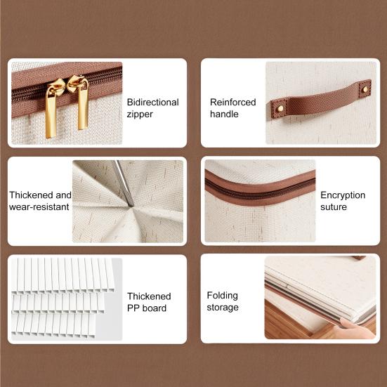 Ящик для хранения Yousheng с двойным открытием на молнии, контейнер для хранения, большая вместимость, тканевый, усиленный, штабелируемый органайзер