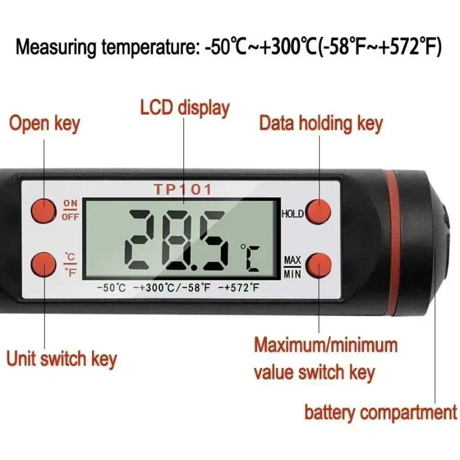 Food Thermometer TP300 Kitchen Thermometer Electronic BBQ Oven Temperature Meter for Meat Water Milk Cooking Probe Kitchen Tools