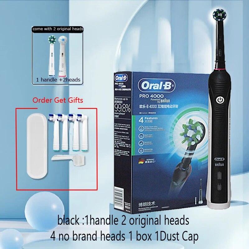 Электрическая зубная щетка Oral B P4000, 3D-чистка зубов, 4 режима, таймер на 2 минуты и датчик давления, зубная щетка для удаления налета