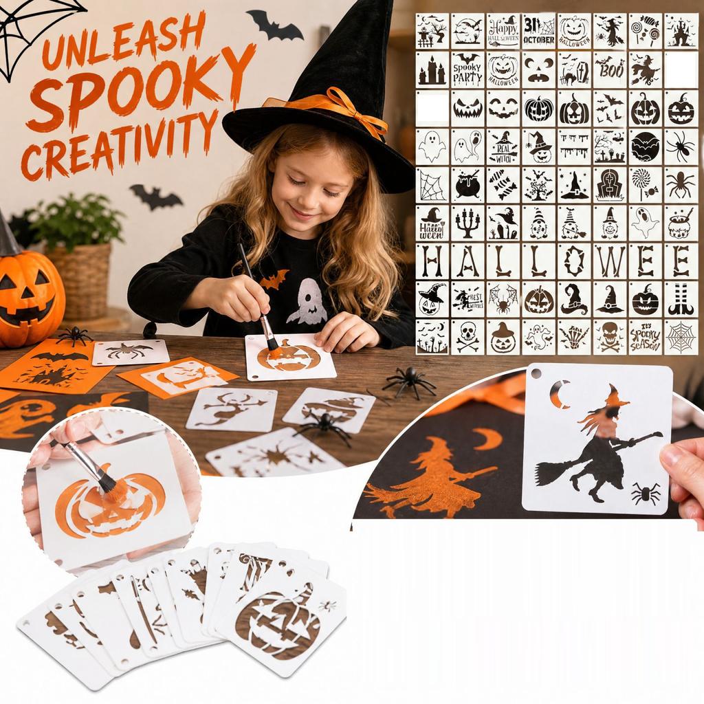 Halloween Painting Stencils – Plastic Templates for Wall Decoration and Projects