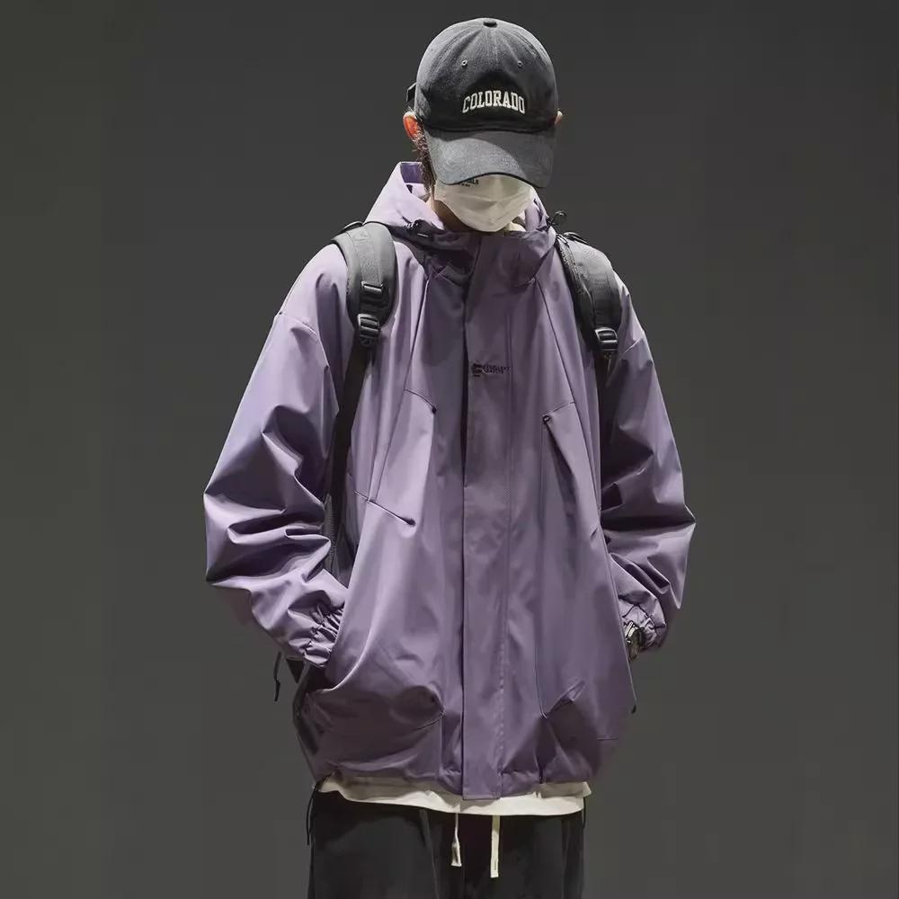 Мужская куртка свободного покроя в стиле ретро с однотонным капюшоном — модная, функциональная и унисекс