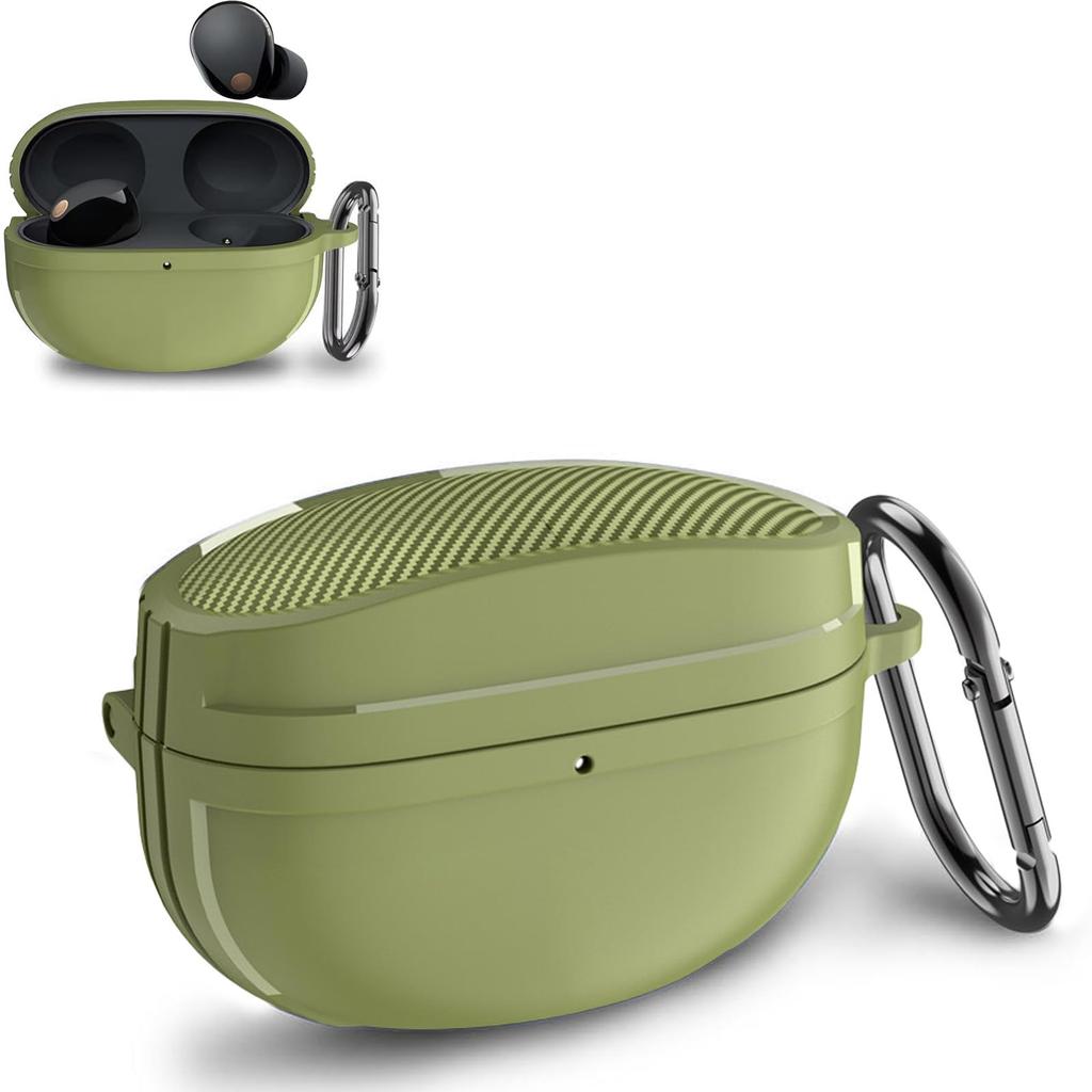 AIYYXX Case Sony Case Full Protection Shockproof Charging Compatible Front LED Lamp Prevents Scratches TPU Case with Carabiner Wf-1000xm5 Wf-1000xm5