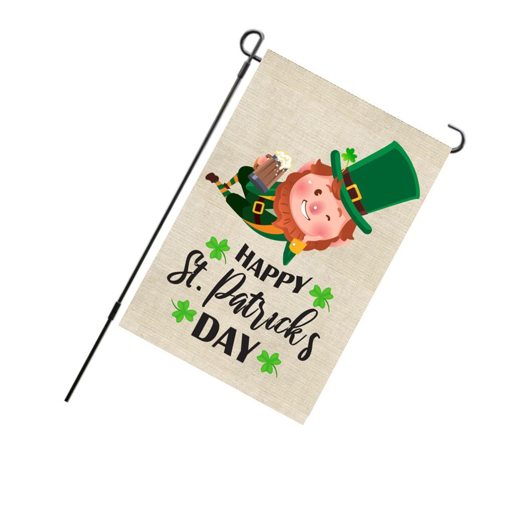 St Patricks Day Flag Double Sided Fade Resistant Polyester Leaf Garden Flag for Lawn Courtyard Party