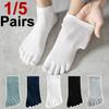 1/5 Pairs Men Five Finger Knitted Cotton Short Socks Summer Thin Mesh Fashionable Novel Suitable Casual Sports Boat Socks