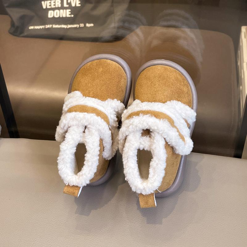 Детские высокие зимние ботинки на толстой подошве в стиле ретро, детская хлопковая обувь для девочек, толстые теплые плюшевые меховые повседневные ботинки, зимние новые