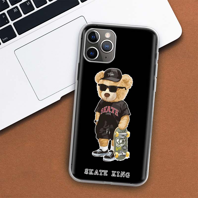 Модный бренд Чехол для телефона с мишкой Для iPhone 11 12 13 Mini 14 15 Plus 17 Air 16 Pro Max 16E 7 8 SE 2020 Индивидуальная печать Чехол для A