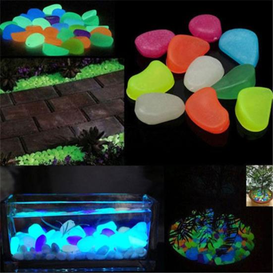 50Pcs Cobblestone Irregular Shape Eco-friendly Aquarium Decor Luminous Craft Glow Pebbles for Potting