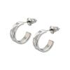 Kuromi Sanrio Characters Stainless Steel Earrings Half Hoop Both [White Clover] (2 Pieces/for Ears) SAST-P003SV