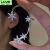 Korean Cartilage Earrings Y2k Non Piercing Crystal Bow Snowflake Clip Earrings For Women Ear Cuff Aesthetic Jewelry Stray