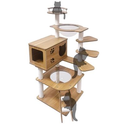 Японский производитель RAKU Cat для пожилых толстых прозрачный с гамаком высота примерно 130 кошачий домик для нескольких закругленный легкий в с