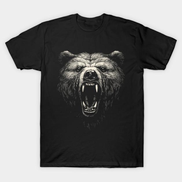 Asian Size Cotton Unisex Tshirt Print T-shirt Grizzly Bear T-shirt No-Cut Print Regular Fit