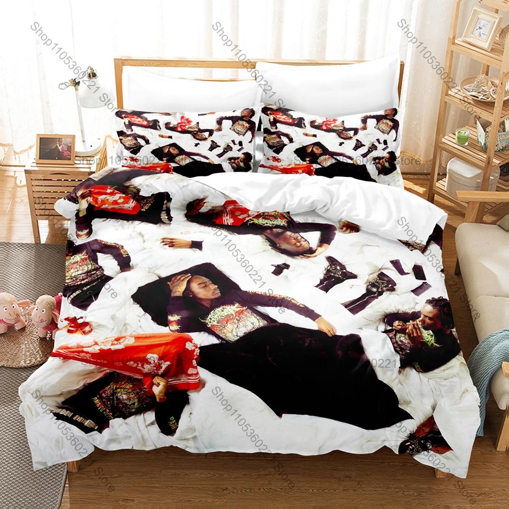 OsamaSon Fan Merch Duvet Cover + 2 Pillowcases, Stylish Art Print Bedding for Rap Music Lovers Collection