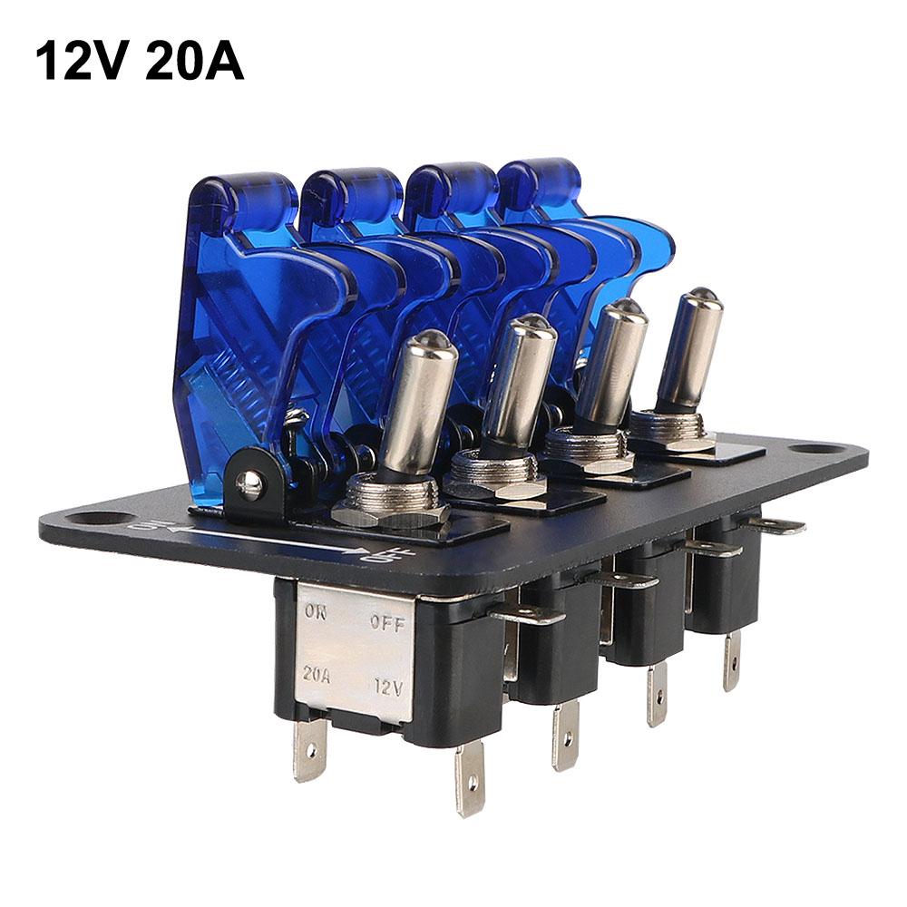 Панель переключателей с 4 клавишами для гоночных автомобилей, панель переключателей зажигания, кнопка запуска, светодиодный индикатор 12 В 20 А