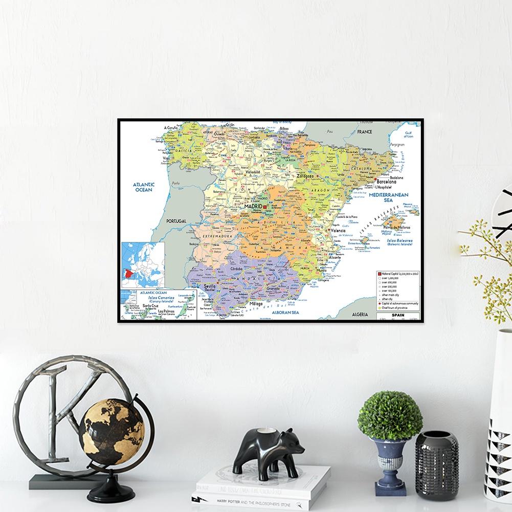 Administrative Map of Spain Canvas Painting Wall Art Poster School Supplies Living Room Home Decoration