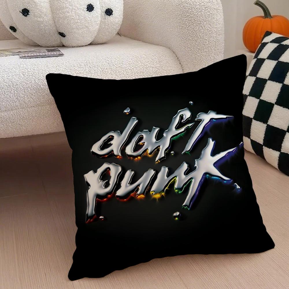 DDaft PPunk Band Cushion Cover Throw Pillow Cover Hidden Button Durable Polyester Chair Cushion