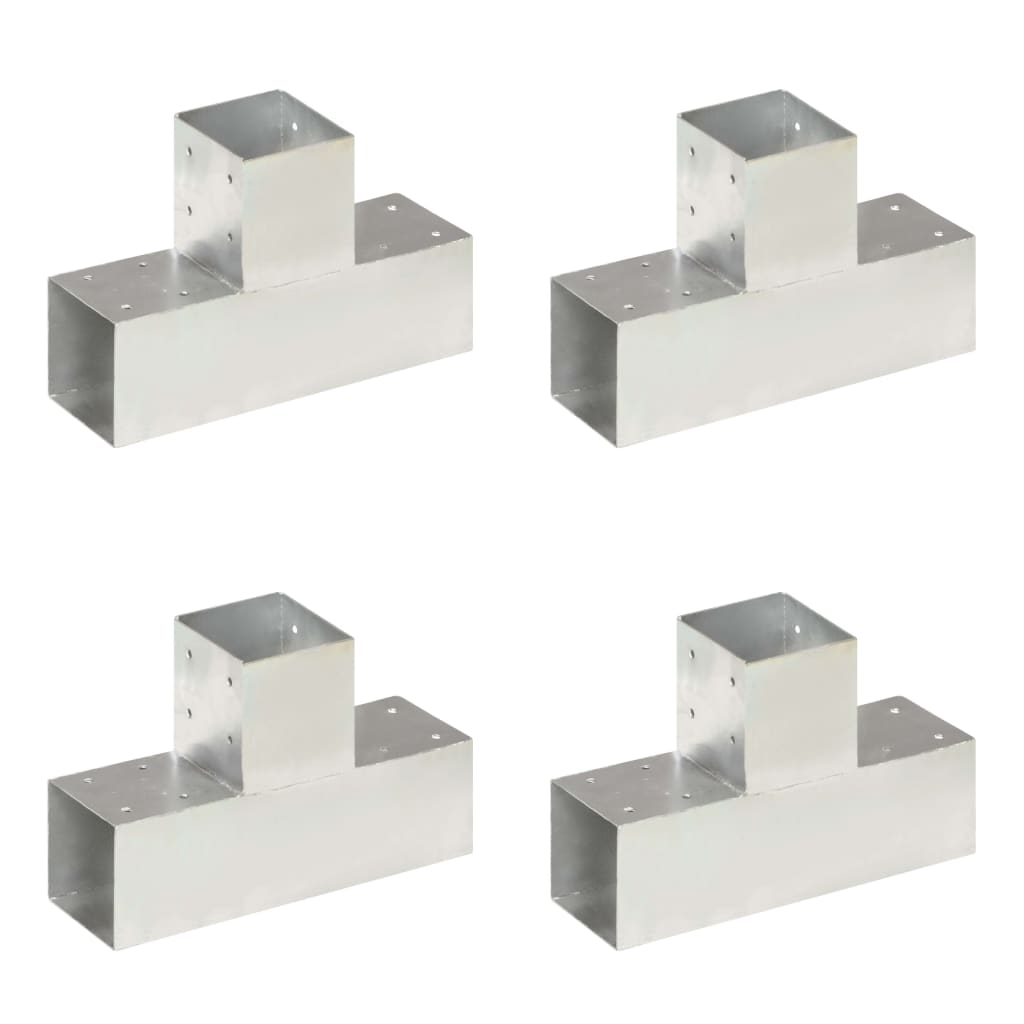 Post Connectors 4 pcs T shaped Galvanized Metal 91 x 91 mm
